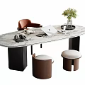 Modern Desk and Chair Combination Stool Desk 3d model
