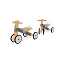 Children's Wooden Tricycles With Gray Structure Seats And Round Wheels