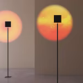 Modern Downlights Spotlights With Pink Orange Circular Light Projections On Light Colored Walls Gray Floor