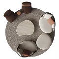 Modern Sofa and Coffee Table Set With Round Top and Cozy Fabric Seats