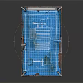 Detailed Blue Grid Pattern Structured Design Frame With Reflective Base 3d model