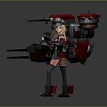 Blonde Haired Game Anime Character With Mechanical Armor Cannon Barrels And Sailor Uniform