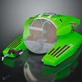 Green Futuristic Water Vehicle With Transparent Cabin And Side Propulsion Components