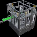 Automated Industrial Production Machinery With Transparent Protective Cover Mechanical Components And Green Conveyor Belt