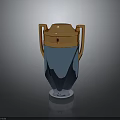 Premium Crystal Trophy With Golden Top Handles Blue Body And Transparent Base