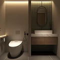 Other Bathroom Interior Design With Toilet Vanity Oval Mirror And Ambient Lighting