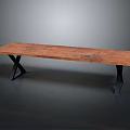 Modern Outdoor Chair With Wooden Surface And Black Metal Cross Frame Design