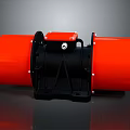 Industrial Vibrating Motor With Orange Cylinders Red Control Box And Black Bracket