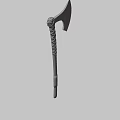 Metal Axe With Leather Wrapped Wooden Handle And Sharp Blade Design
