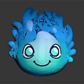 Blue Flame Shaped Glowing Game Movie Character With Big Eyes And Smiling Face
