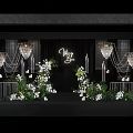 Elegant Wedding Stage Design With Crystal Chandeliers White Flowers And Mr Mrs Signage