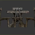 Rustic Wooden Dining Table And Chair Set With Four Chairs Natural Rough Texture