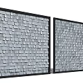 Two Square Modern Decorative Feature Walls With Black Frame And Small Reflective Metallic Panels