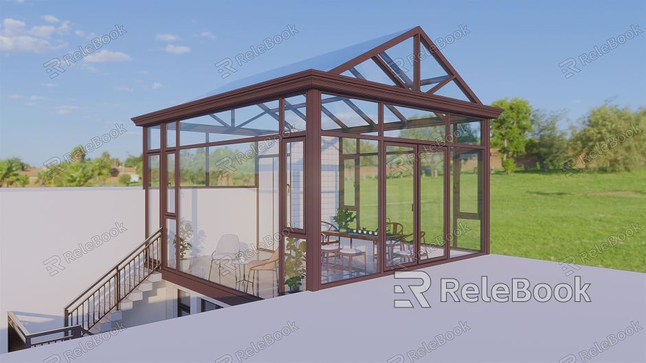 Modern Sun Room Herringbone Top Floor to Floor Window model