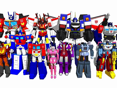 Colorful Transformers Action Figure Toys With Various Colors Different Styles And Collectible Designs 3d model
