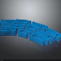 Anatomical Blue 3D Organ Structure Model with Hair Follicles and Red Dots