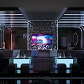 Modern KTV Room Interior With Sofas Lights And TV 3d model