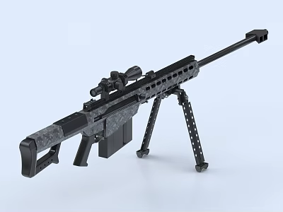 Tactical Sniper Rifle With Scope Bipod Camouflage Pattern And Long Barrel 3d model