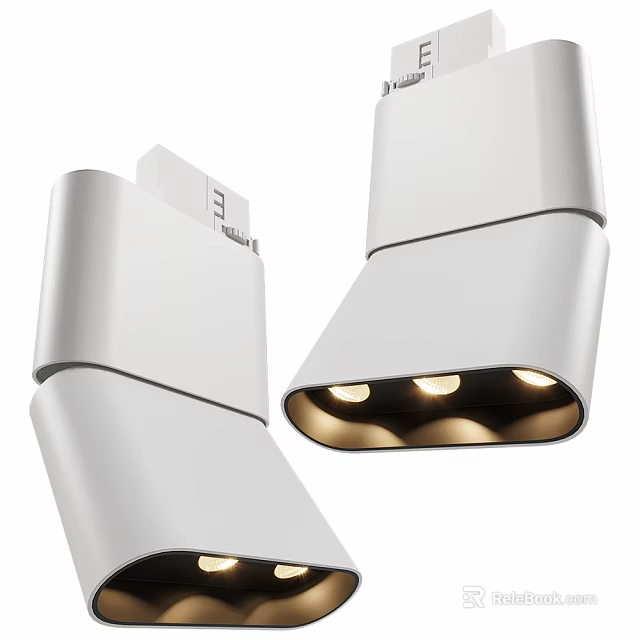Modern White Downlights and Spotlights with Sleek Design and Multiple Light Sources for Interior Lighting 3d model 