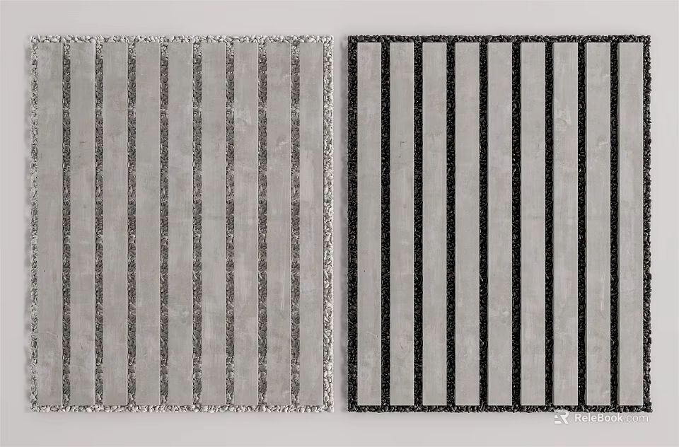 Gray And Black Stepping Stones Featuring Vertical Stripes For Garden Path 3d model