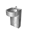 Modern Brushed Metal Washbasin Design With Sleek Faucet And Minimalist Structure