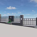 Yantaishan Station Platform With Black Railings Brick Walls And Blue Sky