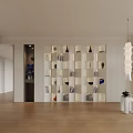 Modern Entryway Cabinet And Side Cabinet With Open Shelving For Decorative Items Light Wood Finish