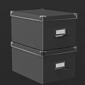 Stacked Black Storage Boxes With Transparent Lids Label Holders And Metal Corners
