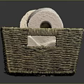 Wicker Basket Holding Soft Toilet Paper Rolls For Bathroom Organization