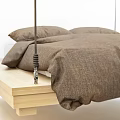Modern Hammock Bed with Wooden Base Comforter and Pillows in Minimalist Interior