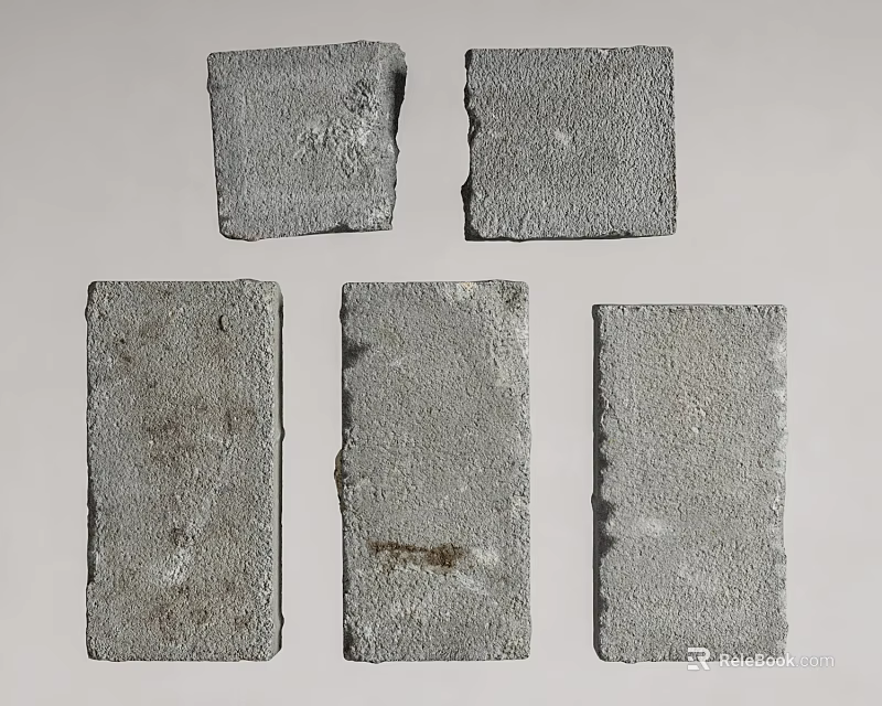 Gray Textured Decorative Stone Blocks With Natural Surface For Design Projects 3d model 