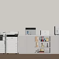 Modern Office Space With Office Appliances Multifunctional Printers Filing Cabinets And Storage Units