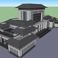 Traditional Style Modern Building With Multi Story Structure Light Colored Facade And Black Roof Design