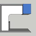 L Shaped Office Desk Featuring Blue Storage Cabinet And Gray Frame 3d model