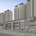 Modern Sales Office Building With Glass Facade And High Rise Buildings Nearby