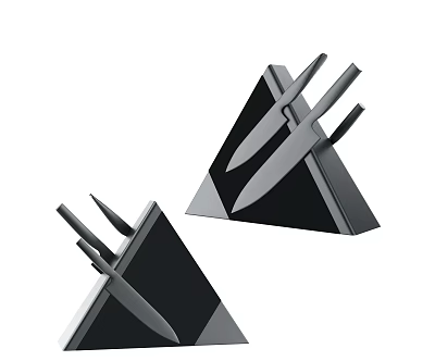 Triangular Knife Block Holders With Sharp Kitchen Knives For Home Kitchen Use 3d model