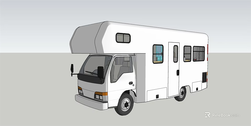 White Recreational Vehicle With Multiple Windows And Door For Travel Camping 3d model 