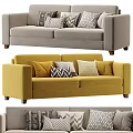 Gray and Yellow Two Seater Sofa with Decorative Geometric Pattern Cushions 3d model