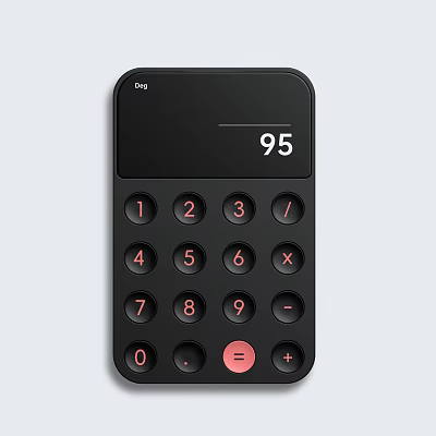 Black Office Calculator with Numeric Keys and Display Showing 95 as Essential Office Appliance 3d model