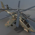 Realistic Army Military Helicopter With Camouflage Paint Rotors And Landing Gear