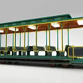 Vintage Tram With Open Air Seating And Lighting 3d model
