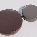 Round Leather Ottomans in Dark Brown and Gray with Paneled Top Design for Modern Home