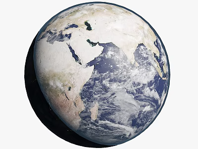 Beautiful Earth Globe View With Blue Oceans White Clouds And Continents 3d model