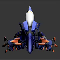 Futuristic Mecha Character With Blue And Orange Armor Sharp Claws Mechanical Creature 3d model