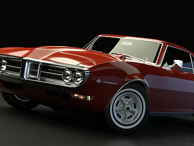 Red Classic Pontiac Firebird Sports Car With Sleek Vintage Exterior Design 3d model
