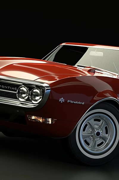 Red Classic Pontiac Firebird Sports Car With Sleek Vintage Exterior Design 3d model Red Classic Pontiac Firebird Sports Car With Sleek Vintage Exterior Design 3d model