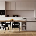 Modern Kitchen Interior Design With Marble Island Counter Cabinets Dining Table And Appliances