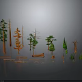 Digital Plant 3D Models Featuring Various Types of Trees Bushes Trunks and Grasses