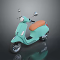 Teal Classic Scooter With Orange Seat Side Mirrors And Sleek Body Design