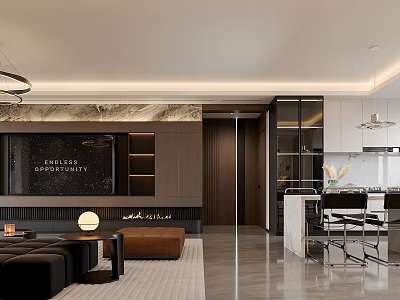 Modern Open Plan Living And Dining Room With Elegant Upscale Comfortable Home Interior Design 3d model